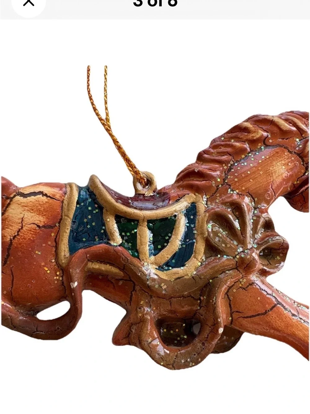Vintage Rocking Hobby Horse Christmas Ornament Plastic Resin Figure